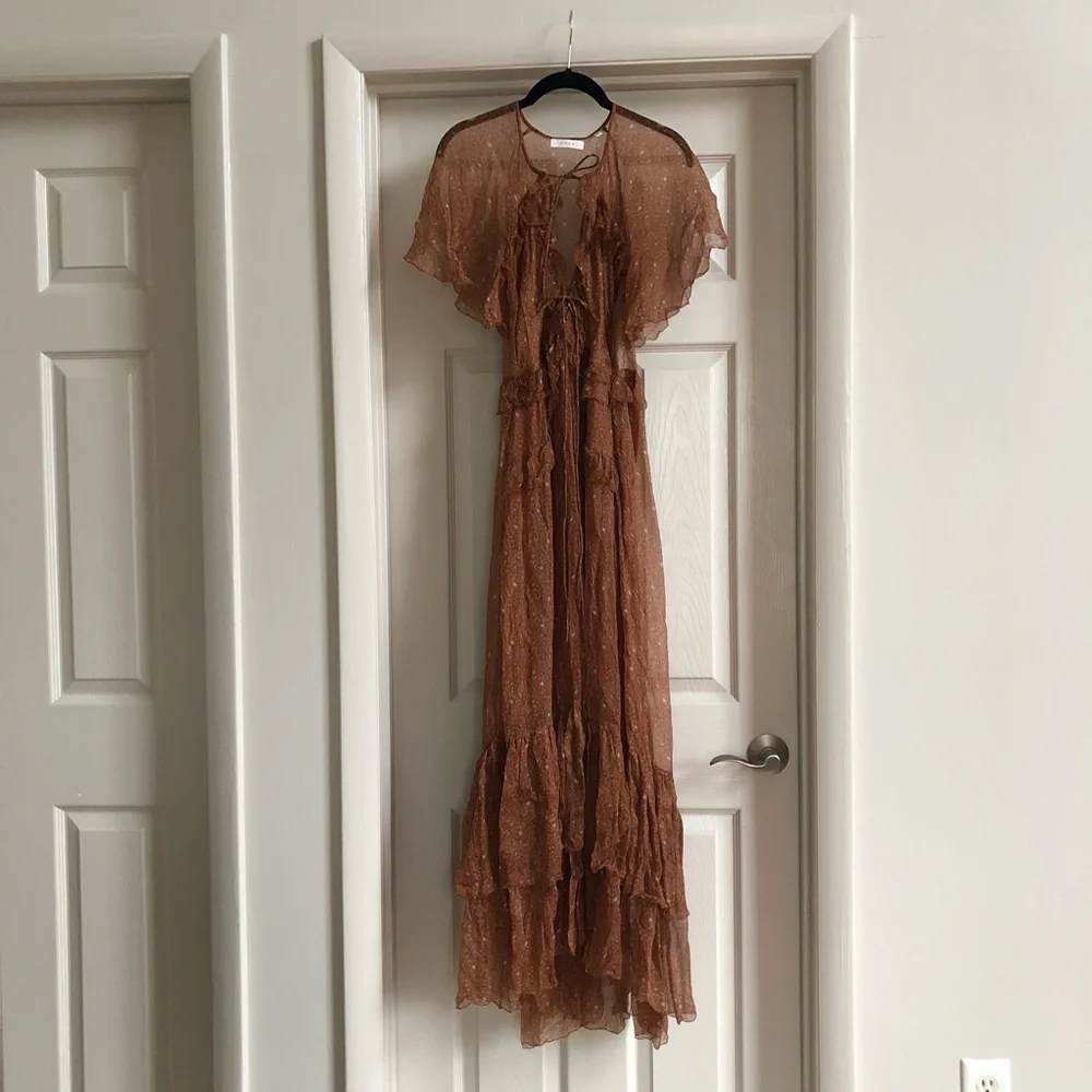 ✨SOLD✨ DÔEN antoinette silk dress warm autumnal tamarillo paisley S - Picture 13 of 16